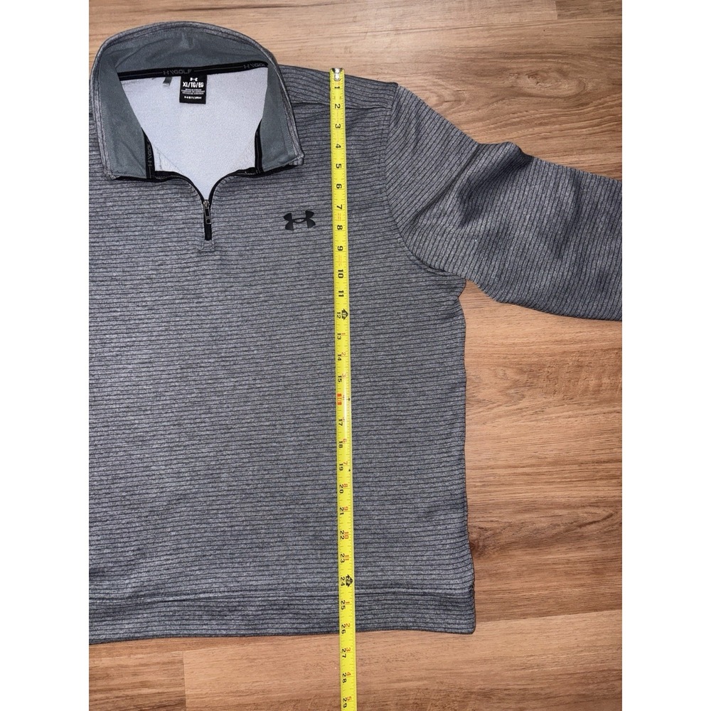 Under Armour Golf Storm Sweater Mens XL Grey Striped 1/4 Zip Pullover - Picture 5 of 5